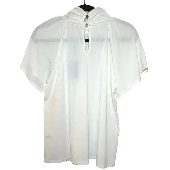 NWT Cable&Gauge Women’s Short Sleeve Rose Collar Blouse Whispering White Size L - Picture 2 of 6